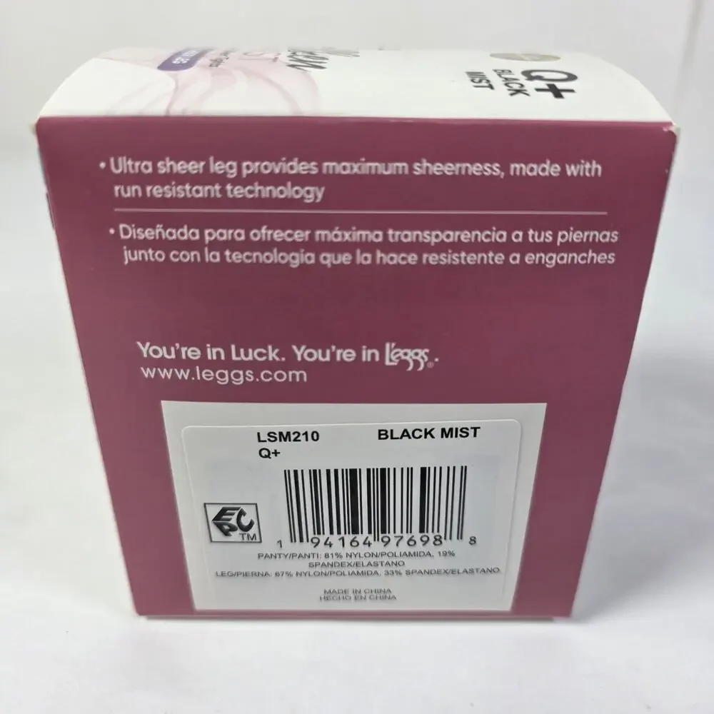 L'eggs Silken Mist Control Top Ultra Sheer Tights Black Q+ Mist 2 Pack New